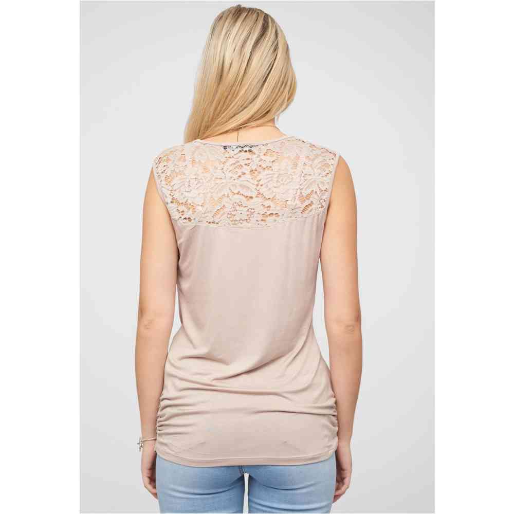 Cloud5ive - Waterfall with lace back Sleeveless top - Beige
